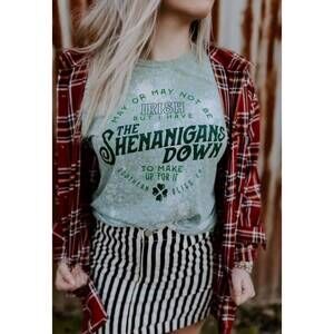 NEW TEES 2 UR DOOR shenanigans tee in green